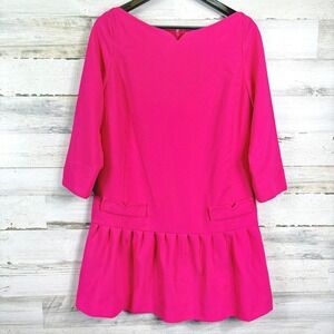 Victoria Beckham for Target Hot Pink Peplum Dress 3/4 Sleeve Relaxed Size Medium